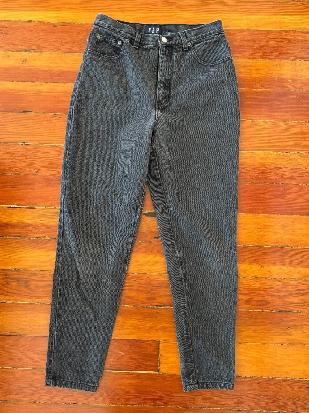 90s Vintage Gap Black Jeans High Rise Straight Tapered Leg Cotton CBK Size 28